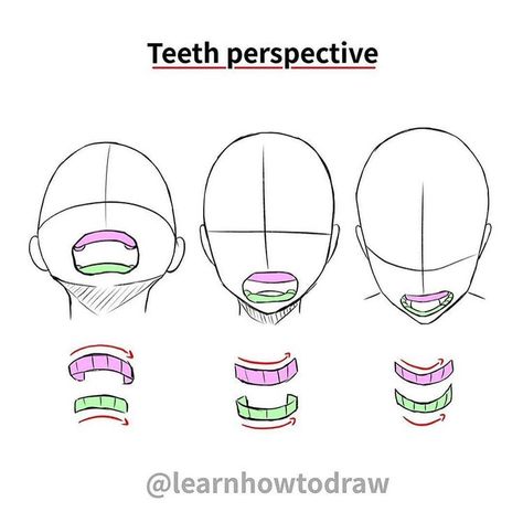 🎨 Daily art tips - 10k+ on Instagram: “How to draw teeth in perspective . Follow @drawing.collection for more . Follow ➡️ @jlascanoart for the best digital art! . .  #arthelp…” Teeth Drawing, Mouth Drawing, Výtvarné Reference, Anime Karakterek, Body Drawing Tutorial, 얼굴 그리기, Human Anatomy Art, Art Tools Drawing, Drawing Expressions