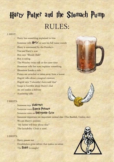 Harry potter drinking game Harry Potter Drinking Game, Drinking Games For 3, Harry Potter Drinks, Movie Drinking Games, Harry Potter Marathon, Classe Harry Potter, Fun Drinking Games, Drinking Games For Parties, Harry Potter Food