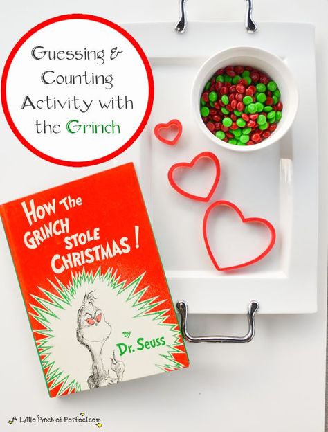 A Little Pinch of Perfect: How the Grinch Stole Christmas: Guessing & Counting Activity for Kids (Christmas Read + Play) December Projects, Grinch Christmas Party, Christmas Units, Counting Activity, Grinch Party, Christmas Teaching, Math Activities For Kids, The Grinch Stole Christmas, Christmas Kindergarten