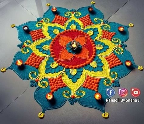 Rangoli Latest Designs Creative, Indian Rangoli Designs Festivals, Doted Rangoli Designs, Rangoli Ideas Creative For Competition, Rangoli Design For Competition, Semi Circle Rangoli Designs, Best Rangoli Designs For Competition, Best Rangoli Designs Diwali, Rangoli Designs Latest For Diwali