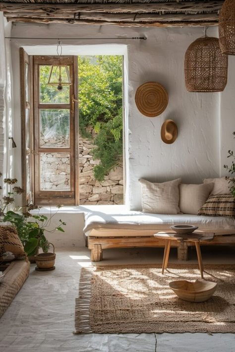 29 Scandi Boho Decor Ideas for a Harmoniously Stylish Home 27 Boho Home Decor Minimalist, Scandi Boho Decor, Minimal Cottage Style, Scandi Cottage, Scandi Boho Living Room, Rustic Minimalism, Minimal Rustic, Boho Decor Ideas, Minimalist Spaces