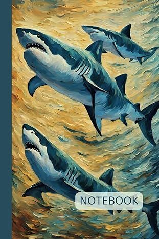 Shark Notebook: Ocean-Themed Lined Journal | 6"x9" | 120 Pages | Matte Cover Shark Notebook, Ed Books, Lined Journal, Ocean Theme, Cool Notebooks, Composition Notebook, School Office, Sharks, Coloring Books