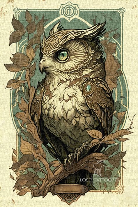 Art Nouveau Tattoo, Animal Tattoo Ideas, Mucha Art, Clever Tattoos, Owl Tattoo Design, Beautiful Tattoo, Owls Drawing, In The Stars, Bird Drawings