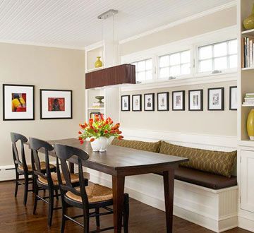 Banquette Benches for narrow dining room except with a slanted front to put your feet under you Banquette Ideas, Dining Room Banquette, Banquette Dining, Banquette Seating In Kitchen, Banquette Bench, Kitchen Banquette, Dining Room Remodel, Kitchen Seating, Bedroom Bliss