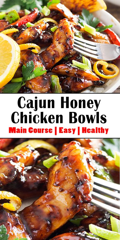 Glazed Chicken And Rice, Cajun Honey Chicken, Cajun Chicken And Veggies, Chicken Bowls Recipe, Yummy Rice, Bowl Chicken, Chicken Bowl Recipe, Chicken Bowls, Healthy Bowls Recipes