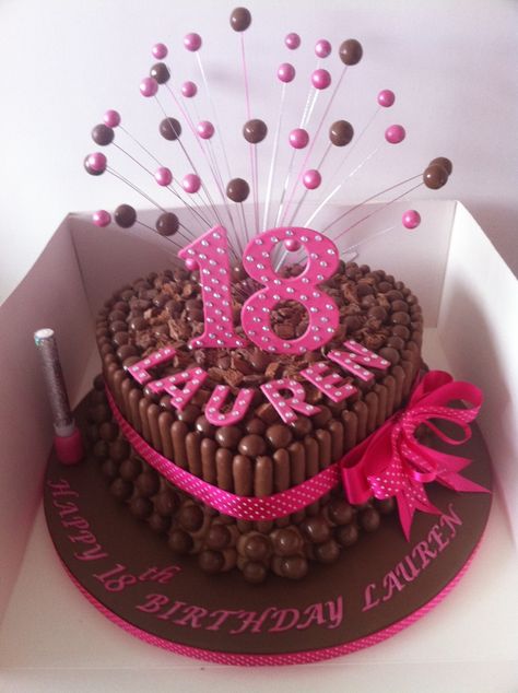 25th Cake, Chocolate Cake Birthday, 18th Ideas, Malteser Cake, Kitkat Cake, Chocolate Birthday Cake, 18th Cake, 13 Birthday Cake, Bolo Minnie