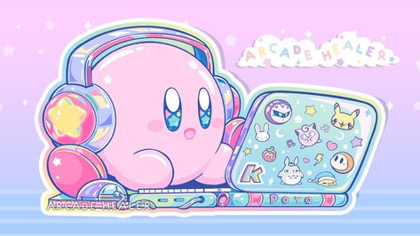 Arcade Healer on Twitter: "Workin' Hard! 🤗💕💻… " Kirby Fanart, Kirby Nintendo, Kirby Stuff, Kirby Character, Kirby Art, Nintendo Art, Card Captor, Cute Doodle Art, Dessin Adorable