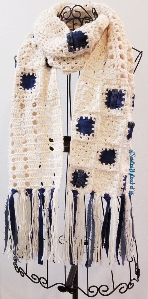 Denim And Crochet, Crochet Blanket Stitch Pattern, Pinterest Challenge, Crochet Neck Warmer, Crocheted Scarf, Scarf Patterns, Crochet Scarf Pattern Free, Crochet Infinity Scarf, Diy Scarf