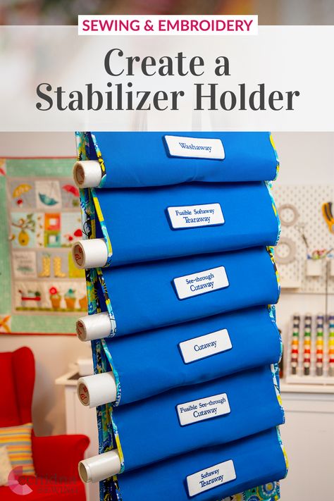 Stabilizer Storage, Sewing Pattern Storage, Craft Room Closet, Embroidery Stabilizer, Fabric Hanger, Sewing Room Inspiration, Sewing Room Storage, Sewing To Sell, Dream Craft Room