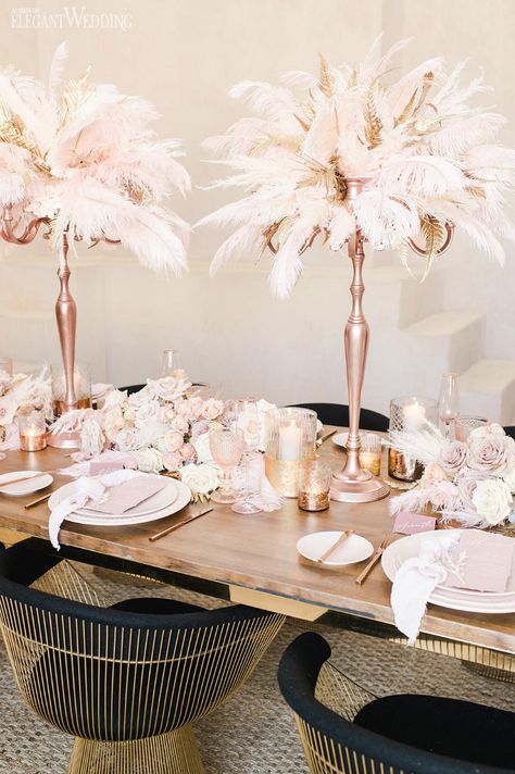 Bohemian Glam to Pink Pampas Grass | ElegantWedding.ca Pink Pampas Grass Centerpiece, Pampas Party Decor, Bachelor's Party, Blush Centerpiece, Grass Centerpiece, Popular Wedding Themes, Mint Room, Bohemian Wedding Theme, Pink Pampas