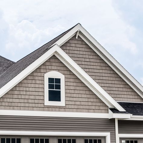 Whether you mix and match or keep it consistent, there's a #FoundrySiding profile for every style🏡 Available in Staggered Shake, Split Shake, Round Shingle, Perfecion Shingle and Grayne Shingle, there's no wrong choice with Foundry Siding. Wrong Choice, Little Cottage, Vinyl Siding, A Frame, Mix N Match, Mix And Match, House Exterior, Siding, Split