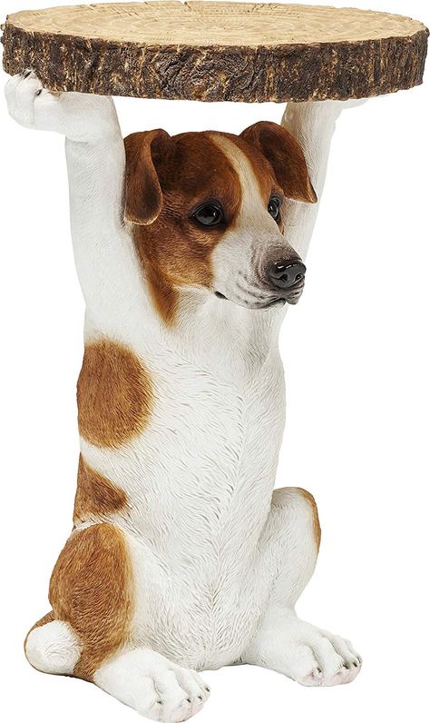 Kare Design side table Animal Ms Jack, Ø33cm, small, round dog coffee table, wood look, animal figure as unusual living room table (H / W / D) 52x35x33cm: Amazon.co.uk: Kitchen & Home White Jack Russell Terrier, Animal Coffee Table, Side Table For Bedroom, Animal Table, Side Table Round, Side Tables For Bedroom, Table For Bedroom, Office Hallway, Dog Coffee