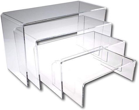 EPOSGEAR Nesting Plinths Clear or Coloured Acrylic Plastic Retail Riser Tiered Counter Display Stands - Perfect for Shops, Stalls, Ornaments, Models etc (Clear, Extra Large - Single): Amazon.co.uk: Office Products Ikea Galant, Exhibition Display Stands, Craft Fair Table, Retail Counter, Black Tablecloth, Point Of Sale Display, Corner Display, Display Risers, Acrylic Display Stands