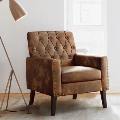 Accent Chairs You'll Love | Wayfair Armchair Comfy, Chairs For Bedroom, Faux Leather Accent Chair, Tufted Armchair, Tufted Accent Chair, Classic Armchair, Comfy Living Room, Blue Armchair, Tufted Arm Chair