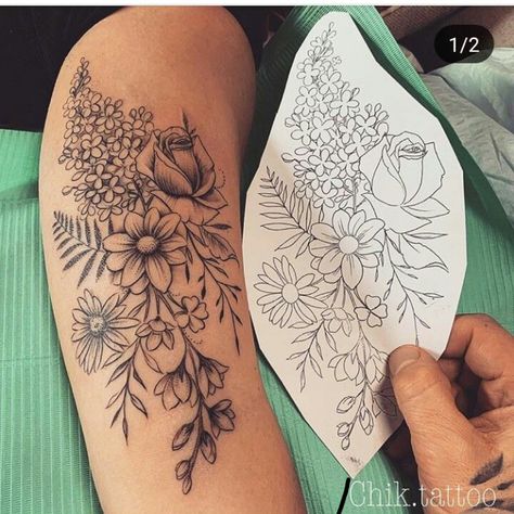 Floral Arm Tattoo, Flowers Tattoos, Forest Tattoo, Tattoo 2024, Bouquet Tattoo, Beautiful Flower Tattoos, Small Flower Tattoos, Elbow Tattoos, Floral Tattoo Sleeve