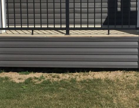 Horizontal Deck Skirting, Vinal Siding, Deck Fascia, House Skirting, Deck Skirting, White Deck, Fascia Board, Deck Installation, Under Decks