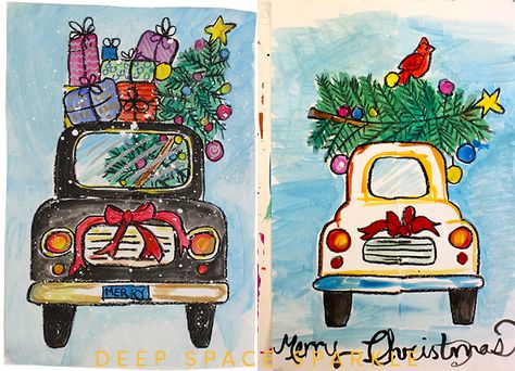 Draw a Christmas Car: Holiday Art Project for Kids Christmas Art Projects For Kids, Christmas Draw, Draw Christmas, Holiday Art Projects, Winter Art Lesson, Deep Space Sparkle, Art Project For Kids, Christmas Art Projects, Winter Art Projects