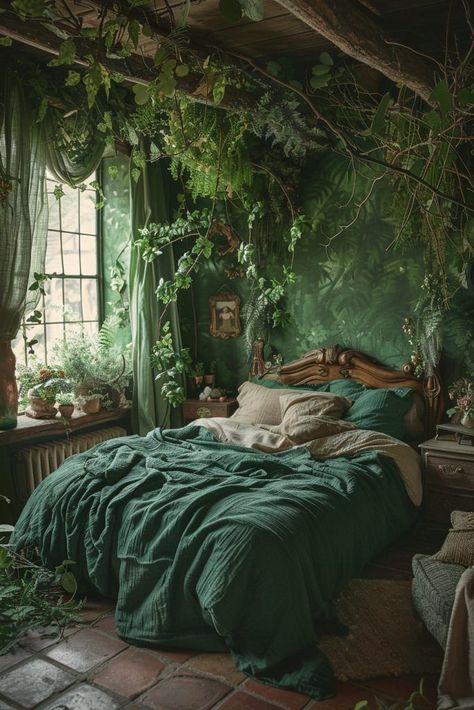 29 Boho Witchy Bedroom Ideas for Your Magical Retreat 1 #into #Oasis #Charm #Eclectic #HomeStyle #Eclectic #an #Apartment #Your #Embracing #HomeDecorating #InteriorInspo #Transforming Overgrown Bedroom, Cozy Witchy Bedroom, Bedroom Witchy, Bedroom White Walls, Boho Witchy Bedroom, Witchy Bedroom Ideas, Bedroom Zen, Apartment Kitchens, Witchy Bedroom