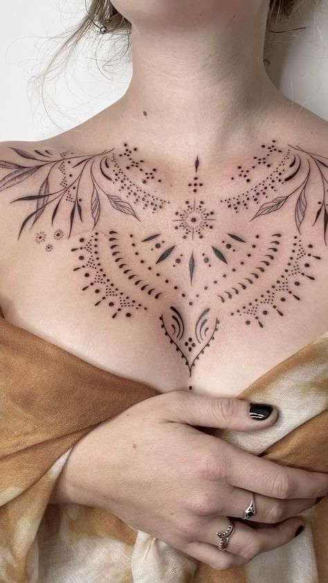 Chest Tattoo Designs Female, Mandala Sternum Tattoo, Sternum Tattoos, Sternum Tattoo Design, Underboob Tattoo Designs, Creative Tattoo, Underboob Tattoo, Intricate Tattoo, Chest Tattoos For Women