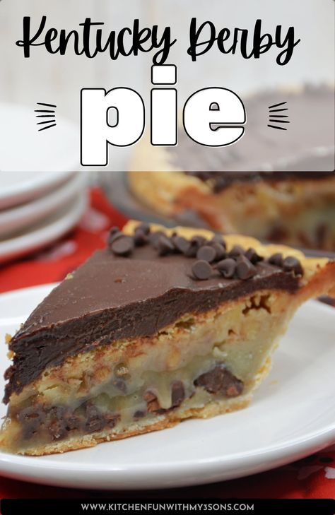 Kentucky Derby Pie is a delicious dessert that can be served at any event. This pie has been around since the early 1900s and it's still going strong! You'll love this pie because it tastes like home. Kentucky Derby Pie Recipe, Derby Pie Recipe, Walnut Tart, Kentucky Derby Pie, Dinner 2023, Derby Pie, Pie Pie, Chocolate Pie Recipes, Pie Pops