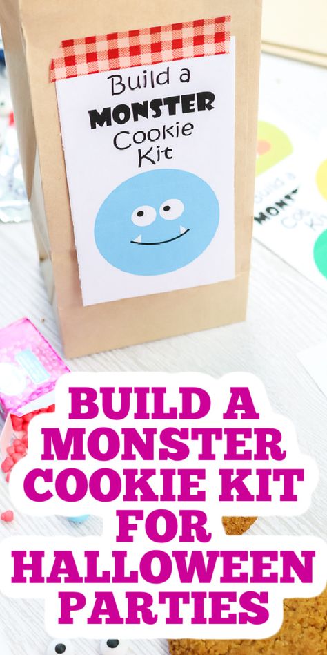 Try this cookie kit for any Halloween party you are planning! Kids will love decorating cookies to look just like monsters! #monster #cookiekit #halloween #printable #freeprintable Build A Monster, Cookie Monster Birthday Party, Cookie Kits, Cookie Decorating Kit, Plain Cookies, Cookie Decorating Kits, Cookie Monster Birthday, Halloween Cookies Decorated, Monster Cookie