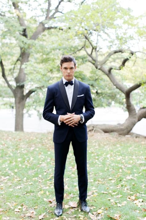 Blue Tuxedo Wedding, Navy Tux, Pose Pengantin, Navy Shawl, Formal Wedding Attire, Wedding Tux, Blue Tuxedos, Black Suspenders, Groomsmen Suits