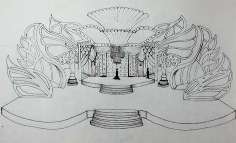 Imaginative Event Sketch Design Solutions Panggung Pentas Seni, Concert Set Design, Concert Stage Set Design, Background Design Drawing, Stage Sketch, Scenic Design Sketch, Design Ideas Drawing, Interior Architecture Sketch, Concert Stage Design