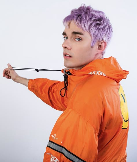 Waterparks Band, Awsten Knight, Men Hair Color, All Hairstyles, Lavender Hair, Orange Jacket, Dye My Hair, Band Members, Band Stuff