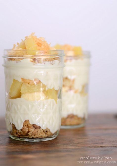 Pina Colada trifle Dessert!  So yummy and easy to make and perfect for summer! Cream Of Coconut, Pina Colada Recipe, Cherry Coconut, Dessert In A Jar, Trifle Recipe, Treat Recipes, Diy Spring, Maraschino Cherry, Summer Treats