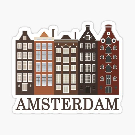 Amsterdam Stickers Laptop Stickers | Redbubble Places Stickers, Amsterdam Stickers, Travel Stickers Printable, Building Sticker, Stickers Redbubble, Scrapbook Stickers Printable, Stickers Laptop, Travel Stickers, Travel Scrapbook