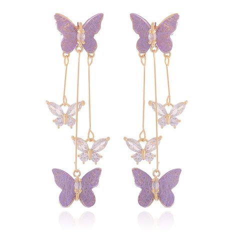 PRICES MAY VARY. Eye-catching design: These tassels butterfly earrings feature a stunning crystal butterfly that dangles from a long chain, creating a unique and elegant look. Lightweight and comfortable: Made with high-quality materials, these earrings are lightweight and comfortable to wear all day long without weighing down your ears. Versatile and stylish: These earrings are perfect for both formal and casual occasions. They can be paired with a variety of outfits, from jeans and a t-shirt t Zircon Earrings, Crystal Butterfly, Earrings Wedding, Purple Butterfly, Butterfly Earrings, Tassel Earrings, Earrings For Women, Crystal Rhinestone, Wedding Jewelry