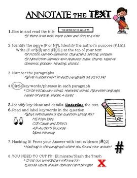 This sheet provides steps for annotation techniques to teach students how to properly annotate a text. Annotating helps them develop a deep understanding of a particular text. Annotating helps student to have a dynamic interation with the text, using both their hands and eyes. This multisensory experience makes a much stronger imput on your mind.  Graphics from Melonheadz. Annotating Anchor Chart Middle School, Annotating System, Informational Text Anchor Chart, Annotation Tips, Annotating Text, Book Annotation Tips, 6th Grade Reading, Argumentative Writing, Homeschool Writing