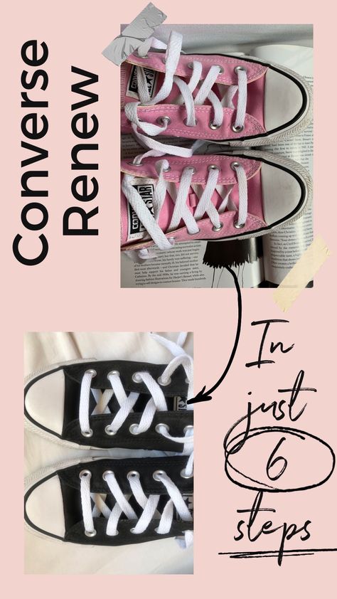 Whether you have an old t-shirt or a pair of shoes you never wear, there's always a way to renew your wardrobe with creativity. Here's a little DIY to easily change the style of your Converse in 6 steps. #converse #sneakers #diy #shoerenew #converseart Diy Converse Shoes Paint High Tops, How To Dye Converse Shoes, Taylor Swift Sneakers Diy, Bleach Converse, Bleached Converse, Old Converse, Heart Converse, Red Converse Shoes, Diy Converse