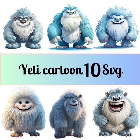 Cartoon Yeti, Yeti Cartoon, Cryptids Art, Bigfoot Svg, Bigfoot Silhouette, Snowman Svg, Mountain Svg, Cards Craft, Abominable Snowman