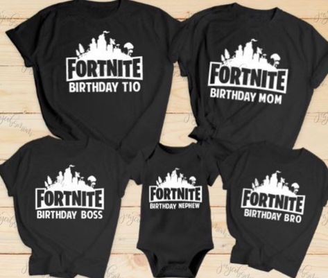 Fornite Birthday Shirt, Fortnite Birthday Shirts For Boys, Fortnite Birthday Shirts Family, Fortnite Birthday Shirt, Fortnite Party Ideas, Nintendo Birthday Party, Name Tattoos For Moms, 7th Birthday Party Ideas, Nerf Birthday Party