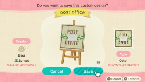 Office Acnh, Acnh Post Office, Animal Crossing Signs, Post Office Sign, Crossing Sign, Office Signs, Sign Design, Post Office, Animal Crossing