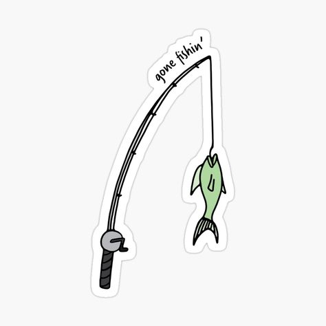 Get my art printed on awesome products. Support me at Redbubble #RBandME: https://www.redbubble.com/i/sticker/Gone-Fishin-Fishing-Pole-by-murialbezanson/66511815.EJUG5?asc=u Boyfriend Scrapbook, Pole Art, Fishing Pole, Gone Fishing, Line Sticker, Cool Stickers, Scrapbook Stickers, Printable Stickers, Fishing Rod