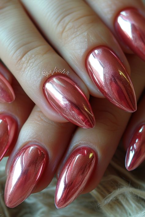 Rose Gold Nails Nails Shimmer, August Nails, Angel Card, Magic Nails, Nail Shimmer, Chrome Powder, Rose Gold Nails, Nails 2024, Nail Games