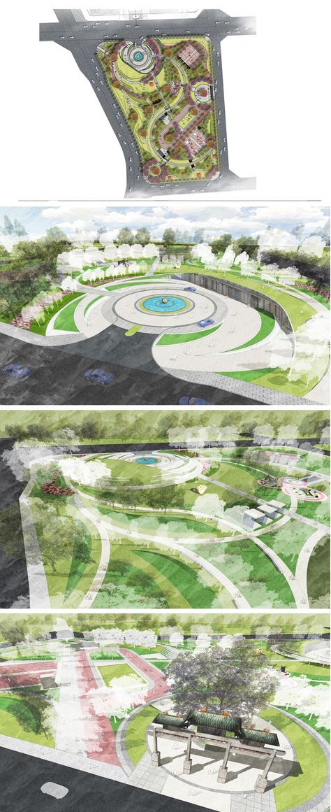 Park Architecture Plan, Park Site Plan, Landscape Architecture Park Plan, Public Park Design Plan Concept, Circular Amphitheatre Plan, Landscape Architecture Plan, Landscape Design Drawings, Plans Architecture, Park Landscape