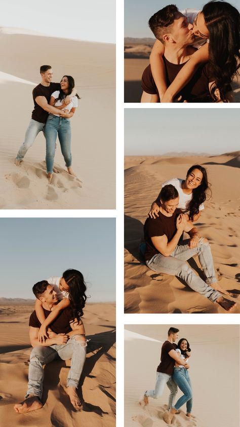 Casual Desert Photoshoot, Couple Dessert Photoshoot, Desert Couple Shoot, Photoshoot Ideas Desert, Desert Photo Ideas, Dessert Photoshoot, Desert Photoshoot Outfit, Dubai Engagement, Desert Engagement Shoot