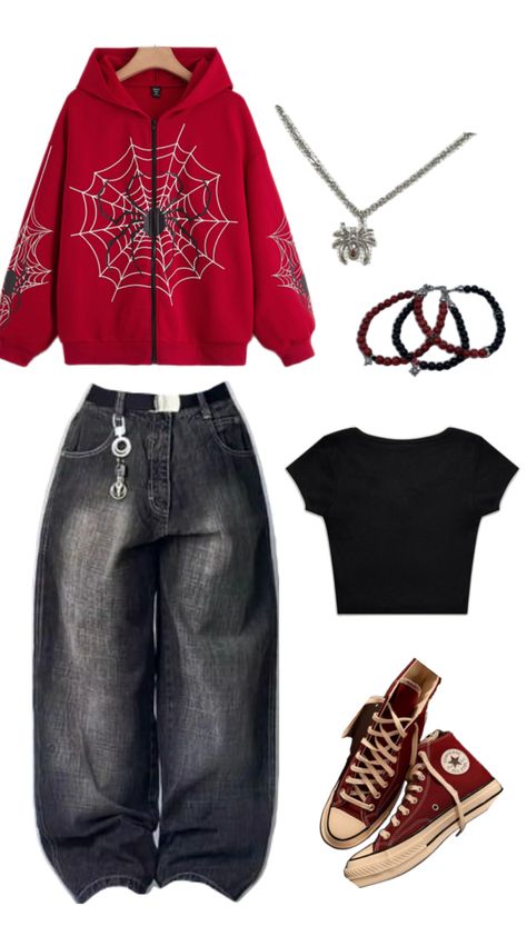 Spiderman Outfit, Alt Outfits, Downtown Outfits, Outfit Inspo Casual, Tomboy Outfits, Swaggy Outfits, Really Cute Outfits, Edgy Outfits