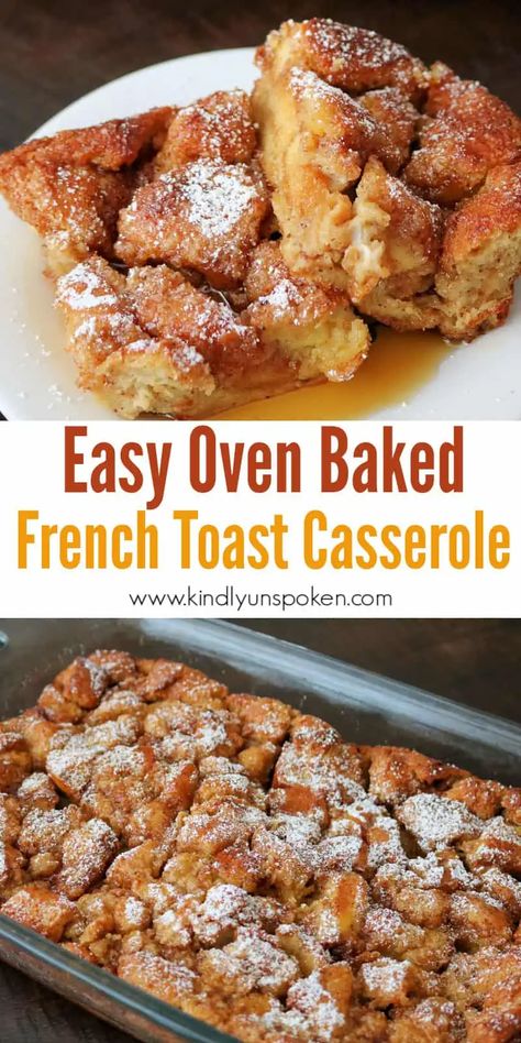 Easy Baked French Toast, Easy French Toast Casserole, Oven Baked French Toast, Easy French Toast Bake, French Toast Casserole Recipe, French Toast Casserole Easy, Baked French Toast Casserole, Cinnamon Glaze, Baked French Toast