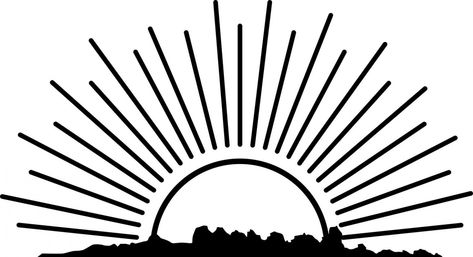 Sun Rays Drawing, Rays Drawing, Rising Sun Tattoos, Sun Outline, Sun Clip Art, Juice Cafe, Hidden Light, Clip Art Black And White, Luna Tattoo