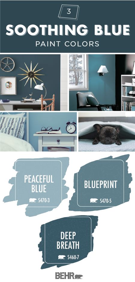 Sink into the soothing blue hue of this color palette from Behr Paint. Explore a light pastel blue, a deep shade of teal blue, and the mid-tone blue of the Behr 2019 Color of the Year: Blueprint. This palette is perfect for your next kitchen, living room, bedroom, or bathroom makeover. Click below for more color details. Bathroom Paint Colors Behr, Behr Blue, Blue Bathroom Paint, Pastel Bathroom, Behr Paint, Bathroom Paint Colors, Blue Paint Colors, Bleu Pastel, Trendy Living Rooms