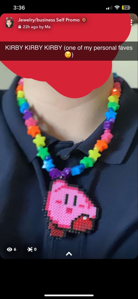 Perler Kirby, Kirby Kandi, Kandi Necklace Ideas, Star Perler, Perler Bead Necklace, Perler Necklaces, Kirby Party, Perler Necklace, Mabel Sweater