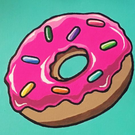 Canvas Painting Cute, Donut Painting, Donut Art, Painting Cute, Cute Donuts, Indie Room Decor, Acrylic Painting Tips, Indie Room, Painting Tips