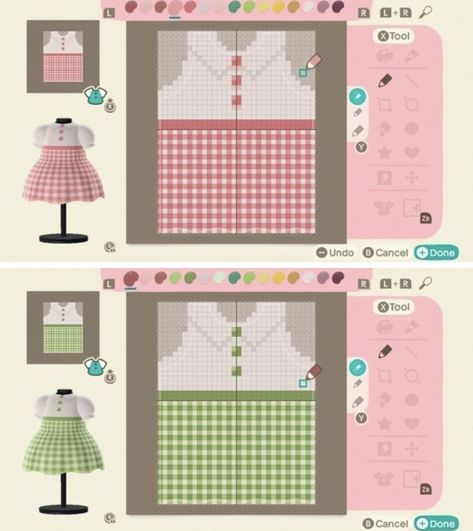 Acnh Custom Designs Clothes Tutorial, Acnh Clothes Design Pixel, Acnh Clothes Pattern Grid Easy, Acnh Clothes Pattern Grid Dress, Acnh Dress Pattern, Animal Crossing Design Pattern Grid, Bud Outfit Ideas Game, Acnh Pixel Patterns Clothes, Animal Crossing Pro Design Pattern