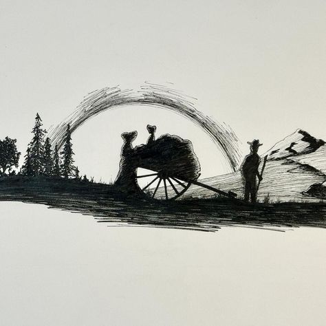 This image is to remember the pioneers and their “trek” across America! @inktober day 6 “Trek” #inktober #inktoberchallenge #inktober2024trek #inktober2024day6 #inktober2024 #art #drawing #ink #illustration #sketch #inktoberday #artist #artwork #draw #sketchbook #artistsoninstagram #inkdrawing #blackandwhite #inkart #traditionalart #doodle #sketching #illustrator #inktoberprompts #pioneers #handcarts Trek Inktober, Pioneer Trek, Ink Illustration, Drawing Ink, Harvest Moon, Day 6, Artist Artwork, Ink Art, Ink Drawing