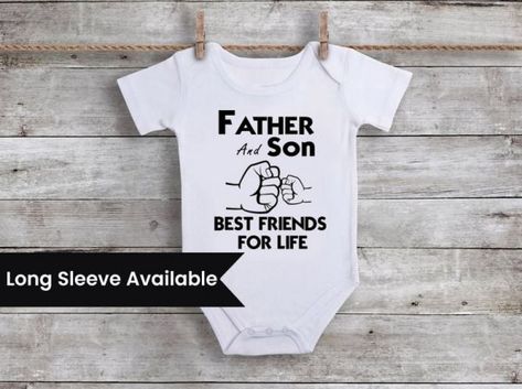 Personalized "Father Son Best Friends for Life" Baby Onesies - Newborn Fathers Day Romper - 1st Fathers Day Bodysuit - Fathers Day Gift From Baby Dad And Baby Boy, Father's Day Gift Onesie With Letter Print, Fathers Day Gift From Baby, Family Matching Pre-shrunk T-shirt For Father's Day, Father's Day Gift Cotton Onesie, Cheap Funny Onesie For Father's Day, Father Son Matching Outfits, Newborn Baby Onesies, Gifts For Expecting Dads