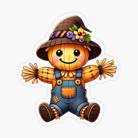 Scarecrow Dress, Scarecrow Drawing, Inktober Ideas, Patchwork Hat, Cute Scarecrow, The Scarecrow, Fall Cards, Cute Kawaii, Scarecrow